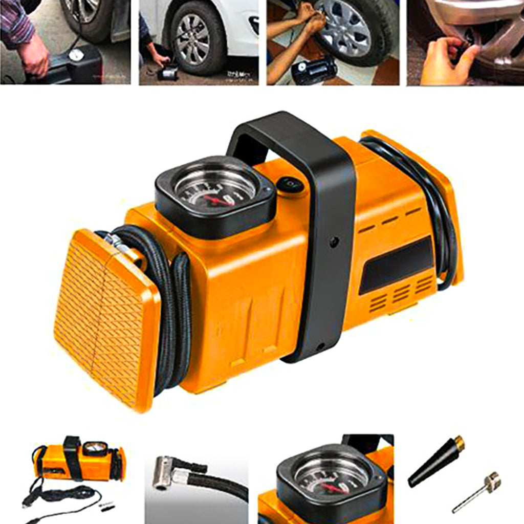 Compresseur d’aire a double adaptateur 220v/12v- 200psi - Orange - تنزوت