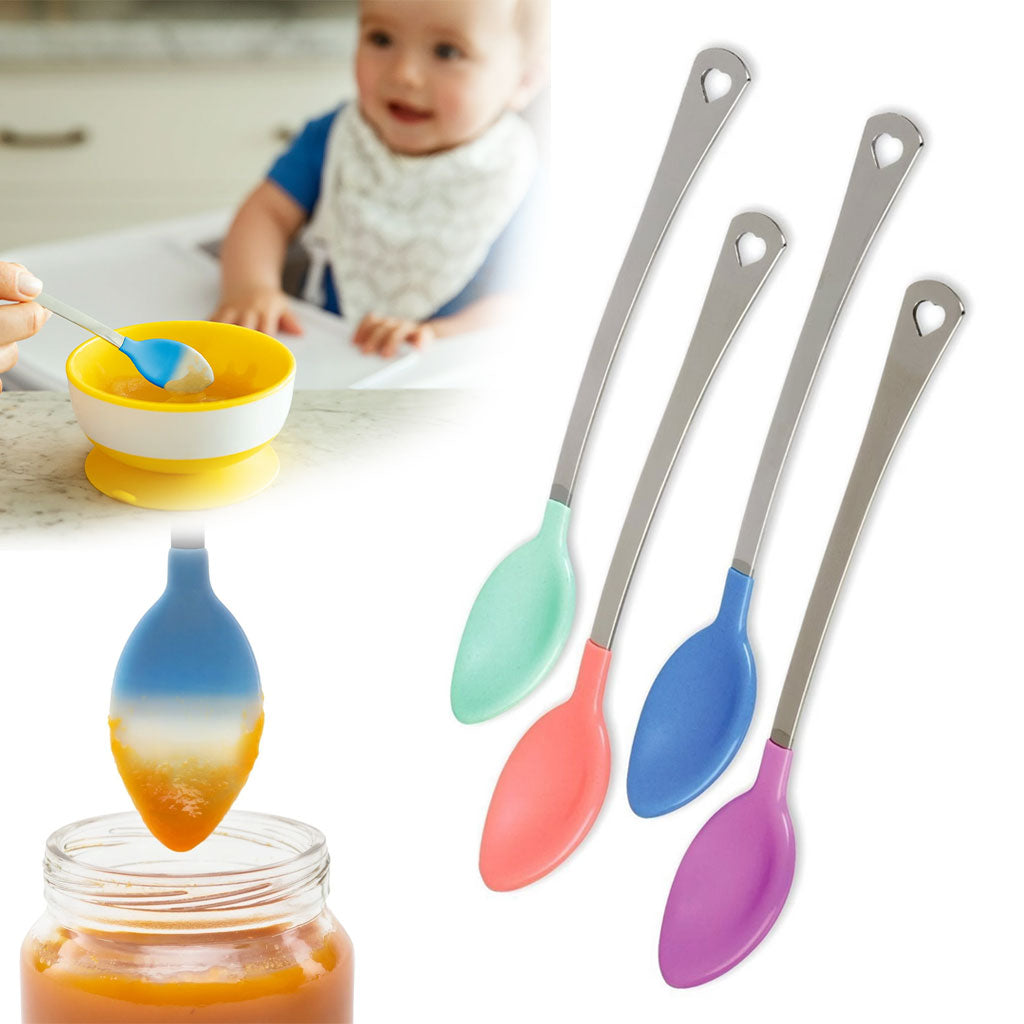 Pack 4Pcs Cuillère Bébé White Hot Thermosensible – طقم ملاعق لتغذية الأطفال مستشعرة للحرارة تنزوت