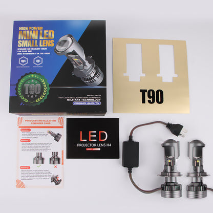 Mini Loupe Laser T90 H4 140W et Phares LED 6000K - كشافات ليد للسيارات بقوة 140 واط وإضاءة بيضاء 6000 كلفن