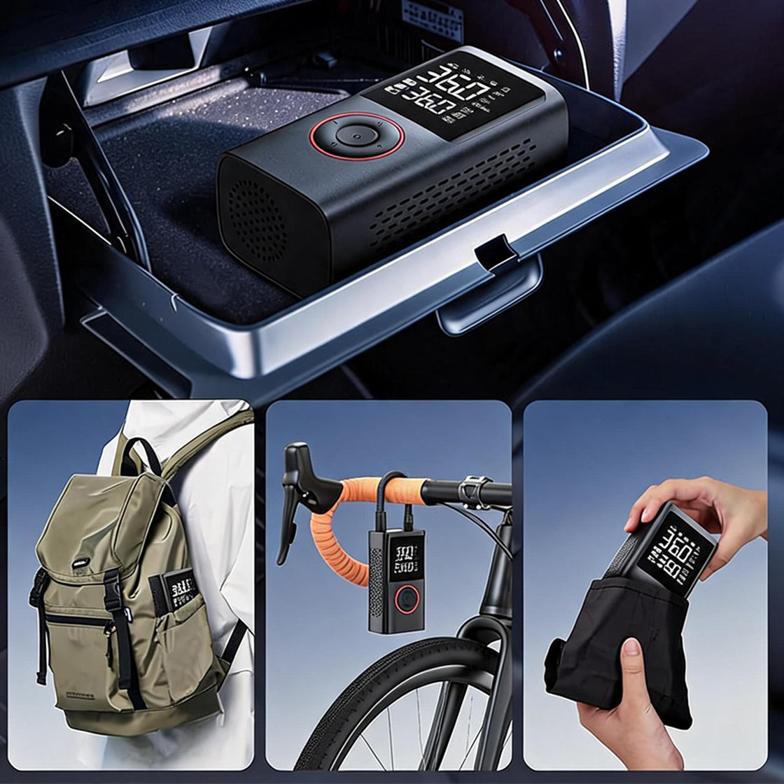 Compresseur à air et Gonfleur de Pneu Portable Sans Fil 150 PSI - مضخة هواء كهربائية لاسلكية للسيارات والدراجات