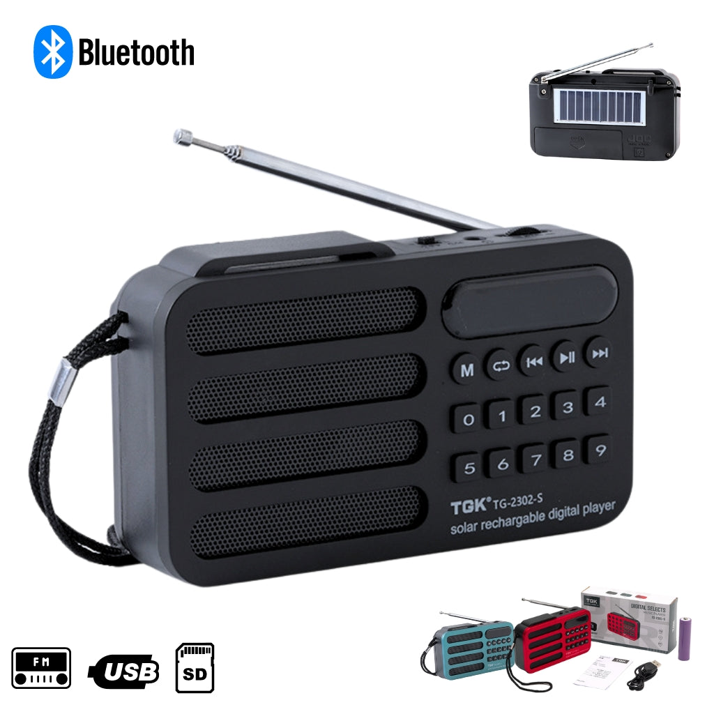 Poste Radio Bluetouth portable charge Solar , USB , Carte Memoire , FM - تنزوت