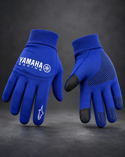 Gants de Moto Yamaha Racing Bleus avec Grip Antidérapant et Doigts Tactiles