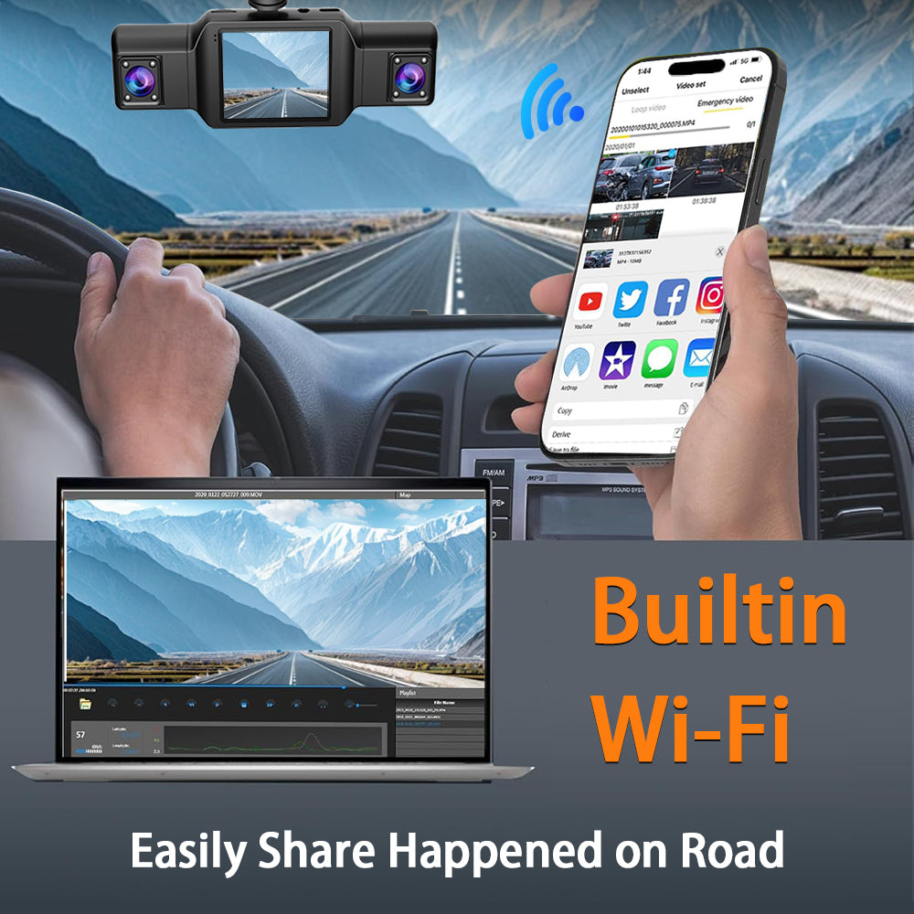 Caméra Dashcam 4 Canaux Enregistreur de Conduite Multi-Angles WiFi - كاميرا قيادة 4 قنوات مع واي فاي وتغطية شاملة للسيارة