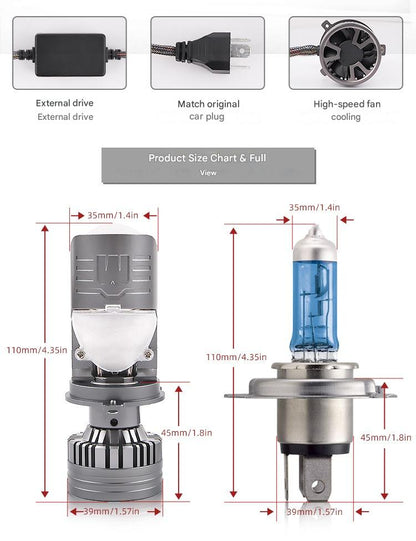 Mini Loupe Laser T90 H4 140W et Phares LED 6000K - كشافات ليد للسيارات بقوة 140 واط وإضاءة بيضاء 6000 كلفن