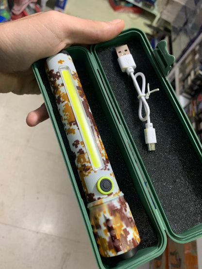Lampe De Poche C71m-P50+Cob Camouflage, Microusb, Zoom, Batterie Intégrée