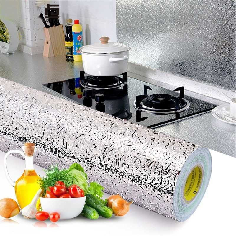 Autocollant d'aluminium auto-adhésif 5M Anti-l'huile pour cuisine تنزوت