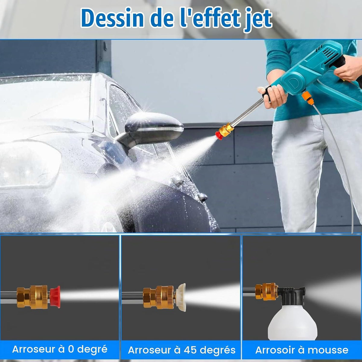 Nettoyeur Haute Pression Sans Fil 30 Bar et Pistolet de Lavage Auto et Deux Batteries - جهاز غسيل ضغط عالي لاسلكي 30 بار مع بطاريتين