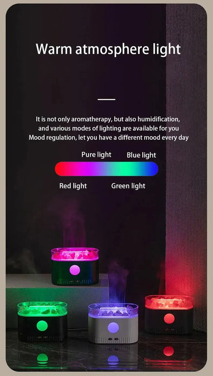 Humidificateur flamme multicolore des huiles essentielles aromatiques en pierre de sel 200ml - موزع روائح الزيوت العطرية باللهب مع صخور الملح الكريستالي 200 مل