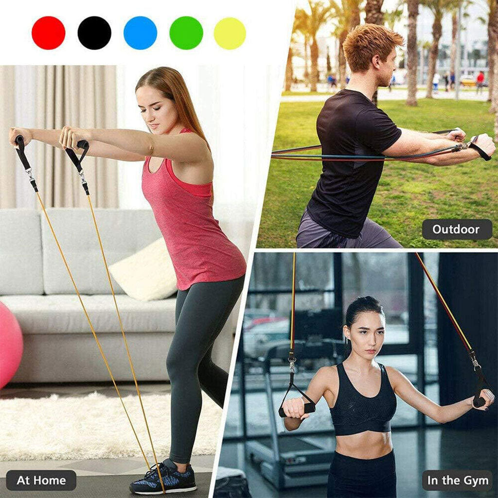 Cordes élastiques de musculation Ensemble de bandes pour sport 11Pcs (5Kg-45Kg) – طقم التدريب المنزلي