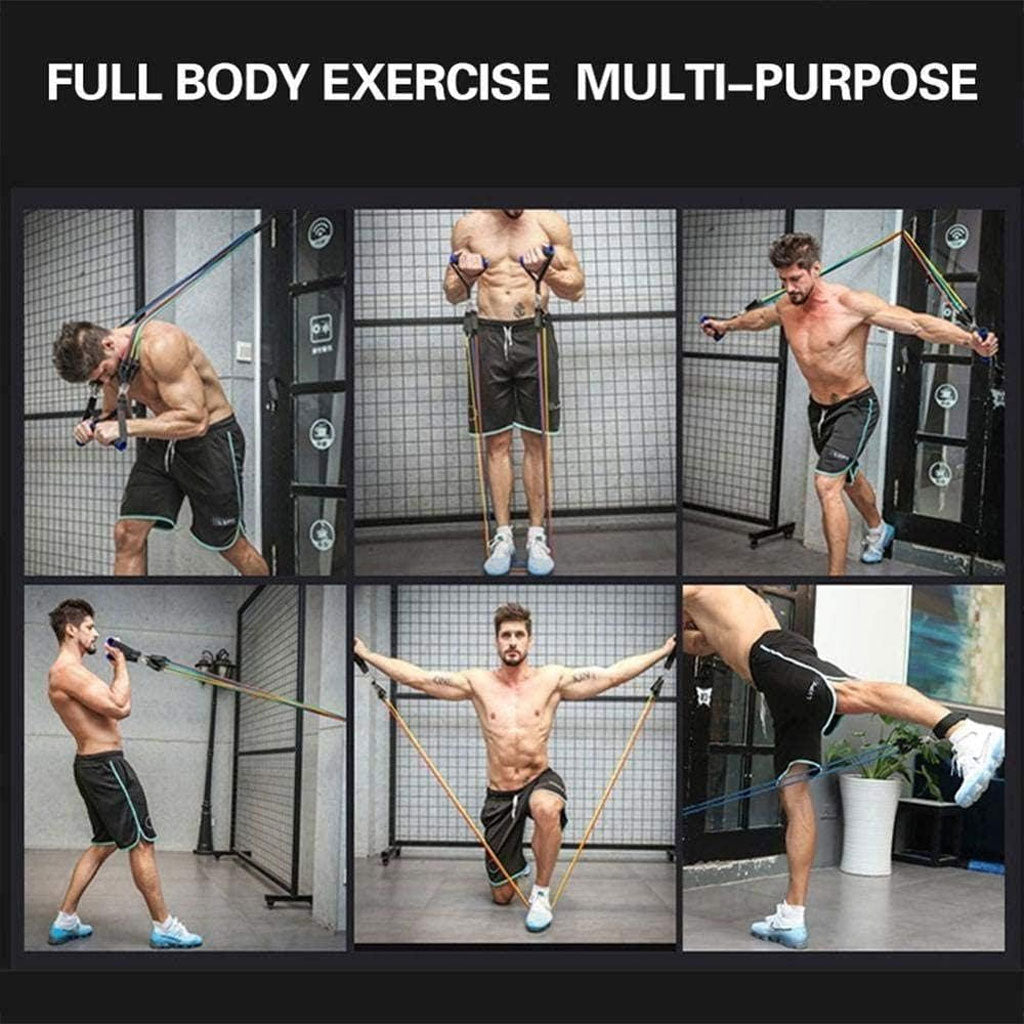 Cordes élastiques de musculation Ensemble de bandes pour sport 11Pcs (5Kg-45Kg) – طقم التدريب المنزلي