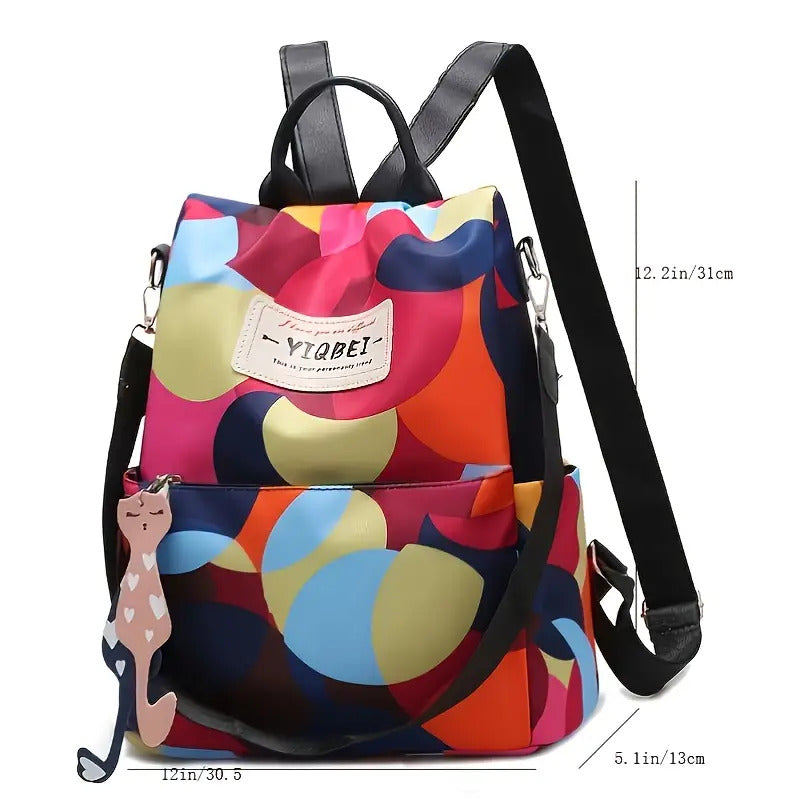 Sac à dos oxford Antivol étanche pour femmes – multicouleur – حقيبة ظهر أكسفورد مقاومة للماء ومضادة للسرقة للنساء
