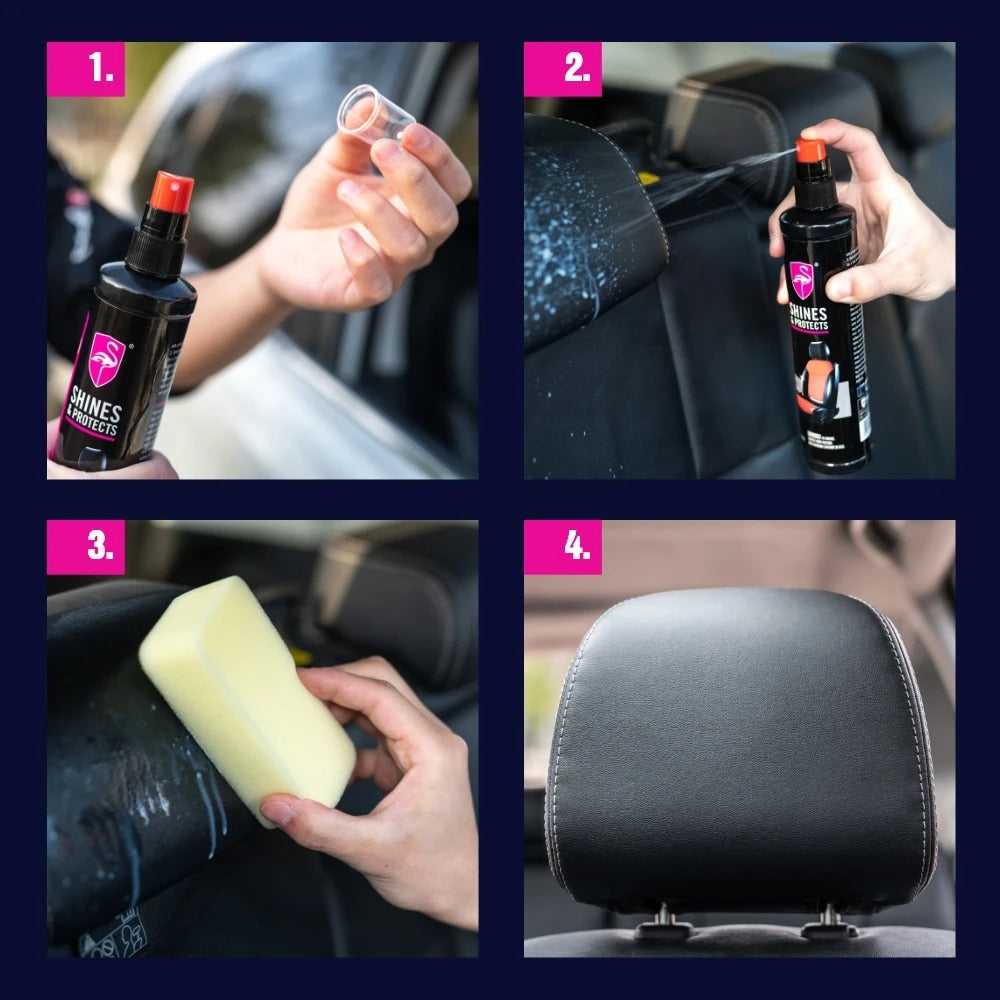 FLAMINGO Brillance ET Protection Intérieure pour Voitures 295 ml – منظف مقاعد الجلدية للسيارات