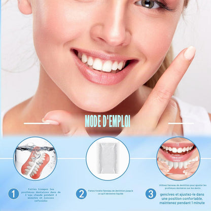Kit de Prothèse Dentaire Amovible en Silicone et Facettes Sourire - طقم أسنان تجميلي سيليكون وابتسامة مؤقتة