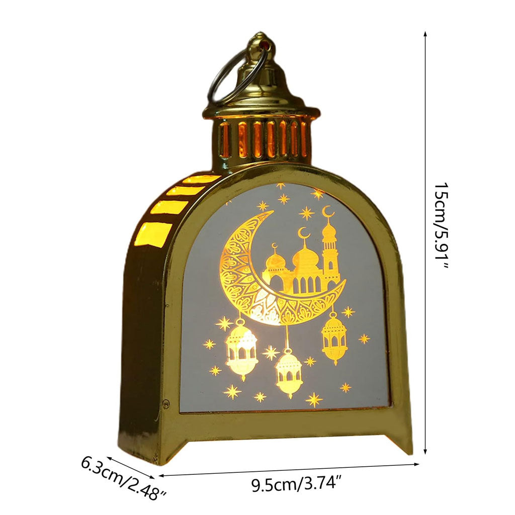 Lanterne de Ramadan Dorée LED Design Traditionnel avec Silhouette – فانوس مضيء لشهر رمضان
