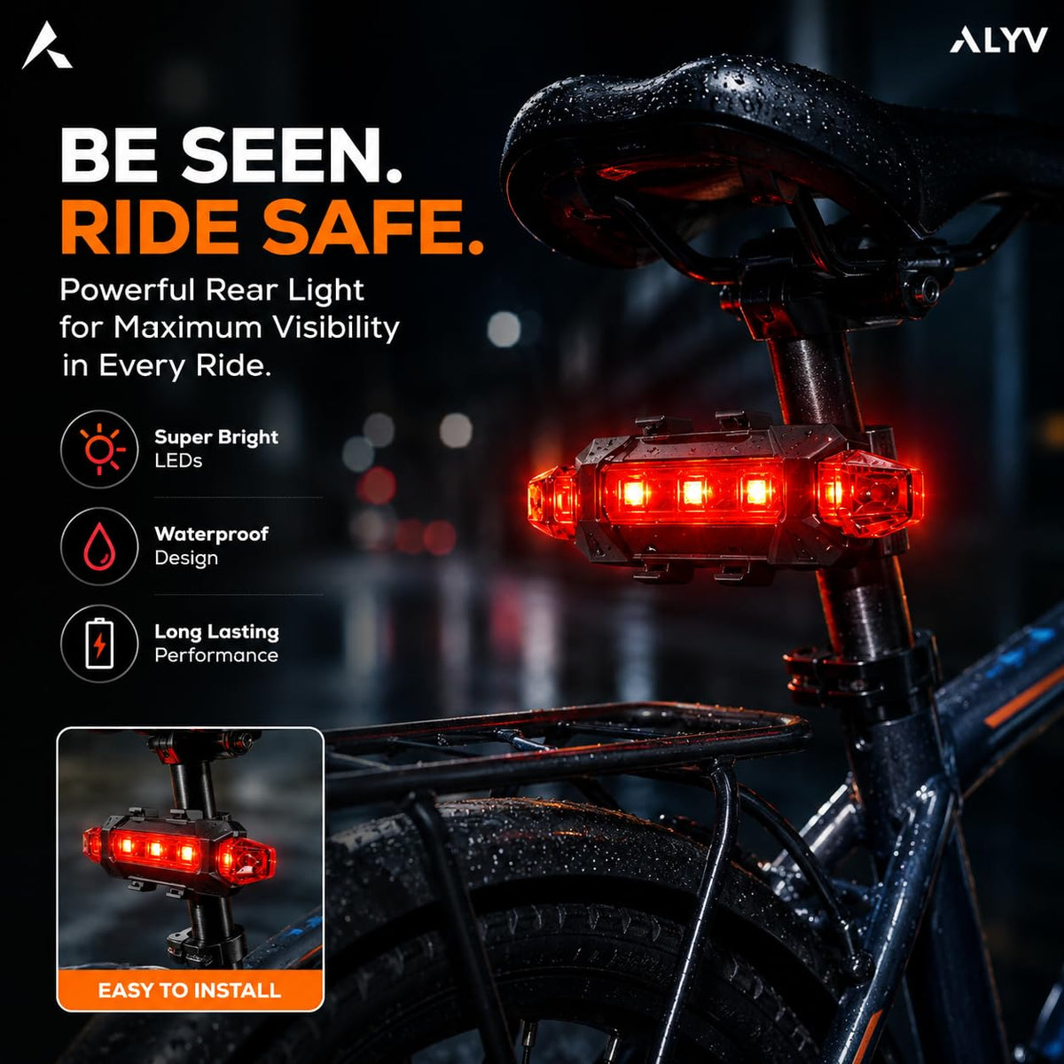 Kit d'Éclairage LED Avant et Arrière Rechargeable par USB pour Vélo HY035 - طقم إضاءة ليد ساطع للدراجات الأمامية والخلفية قابلة لإعادة الشحن