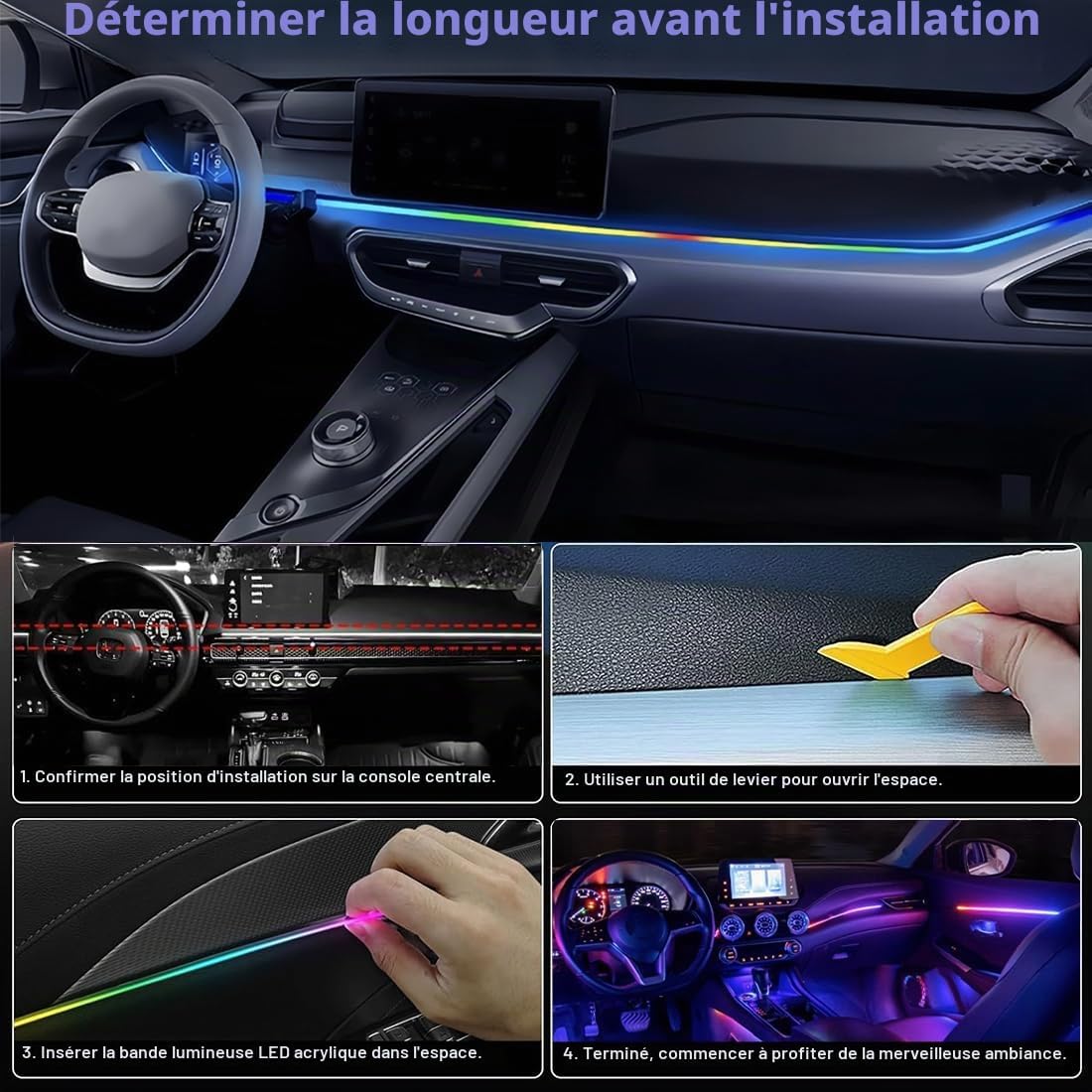 More Colorfull Éclairage d'Ambiance LED Intérieur Voiture RGB et Fibre Optique - إضاءة داخلية للسيارة مع ألياف ضوئية
