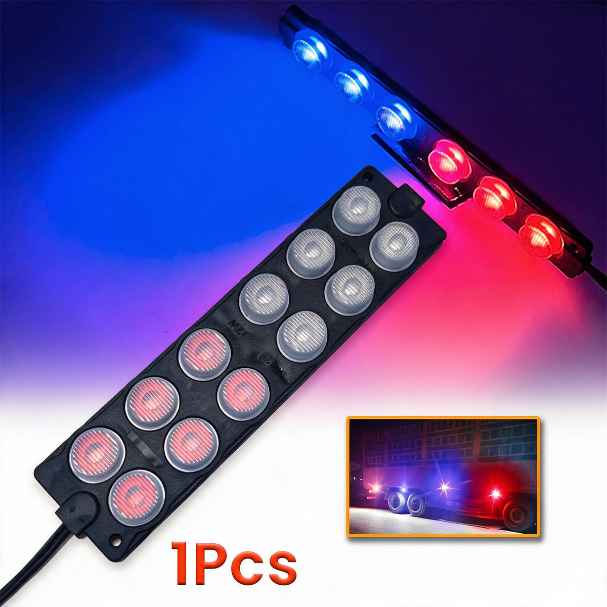 Feux stroboscopiques 12LED 12-24V 2 Couleur pour Véhicules et Camions 1Pcs - شريط إضاءة تحذيري مدمج للسيارات والشاحنات