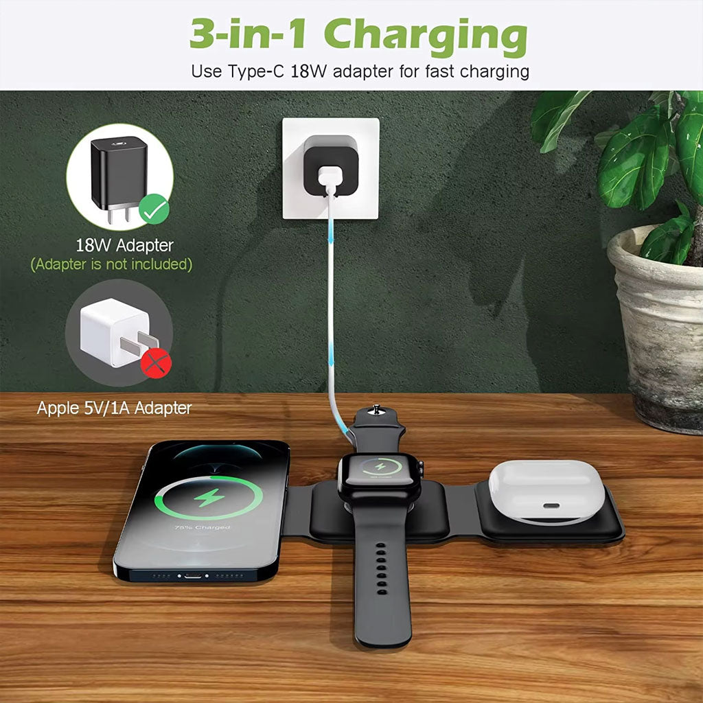 Chargeur magnétique sans Fil 65W 3 en 1 Chargement Rapide