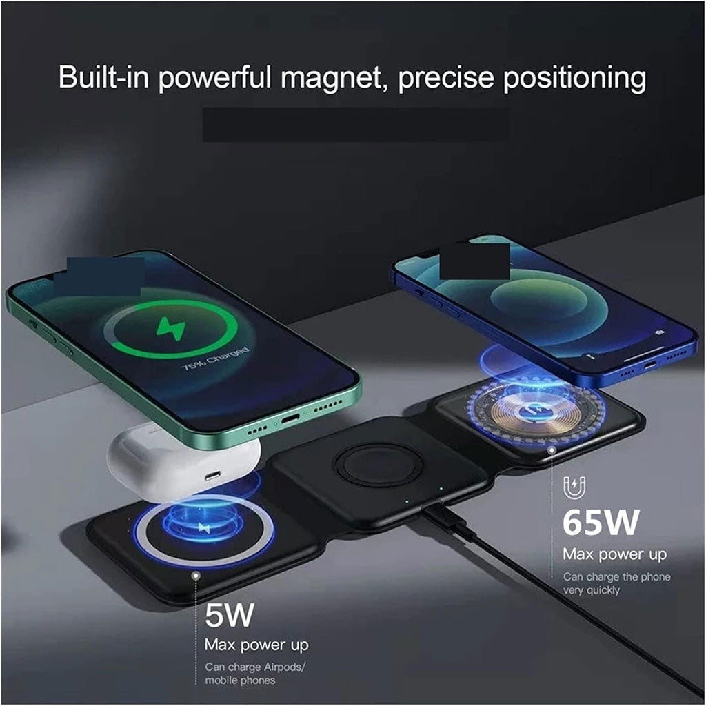 Chargeur magnétique sans Fil 65W 3 en 1 Chargement Rapide