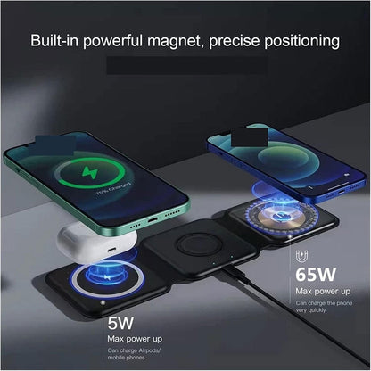Chargeur magnétique sans Fil 65W 3 en 1 Chargement Rapide