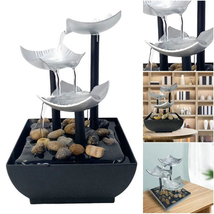 Fontaine décorative en forme de pétales avec lumières LED et pierres – نافورة مياه بعدة طبقات