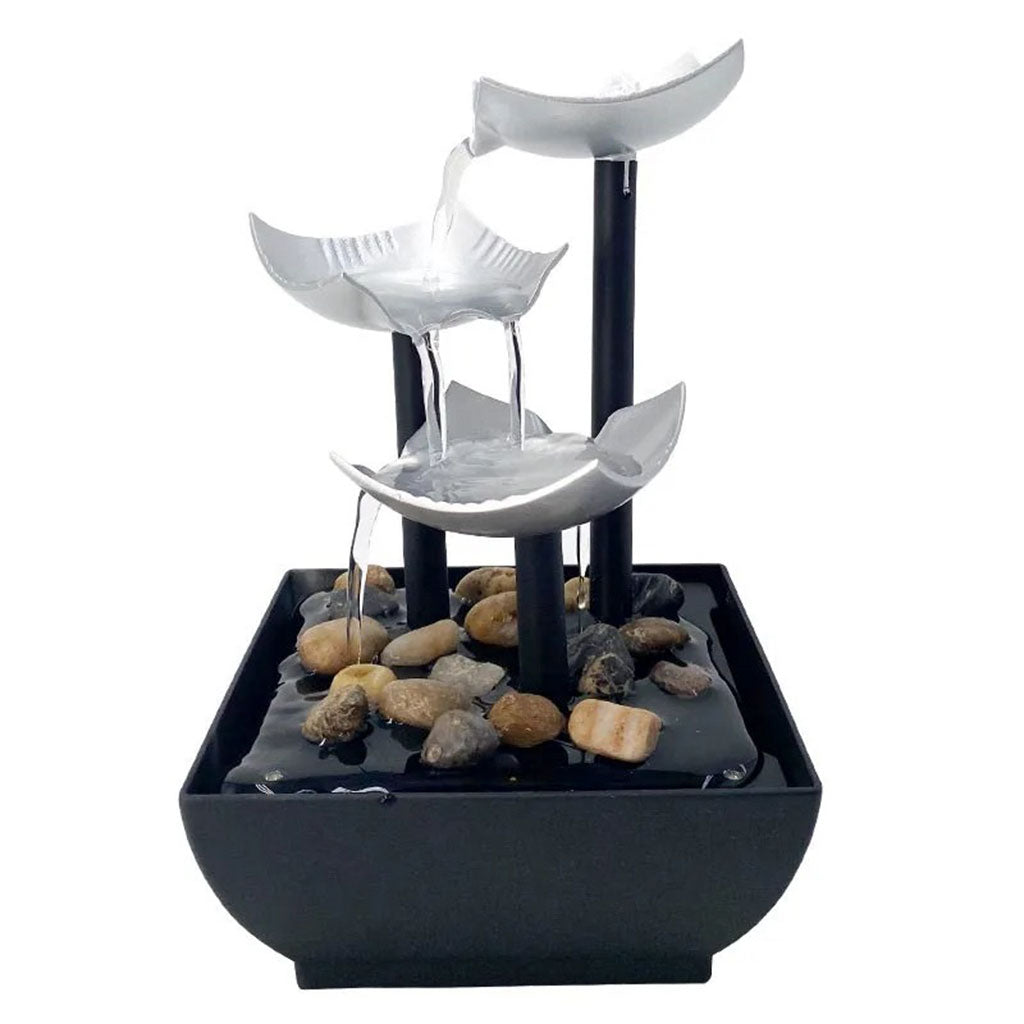 Fontaine décorative en forme de pétales avec lumières LED et pierres – نافورة مياه بعدة طبقات