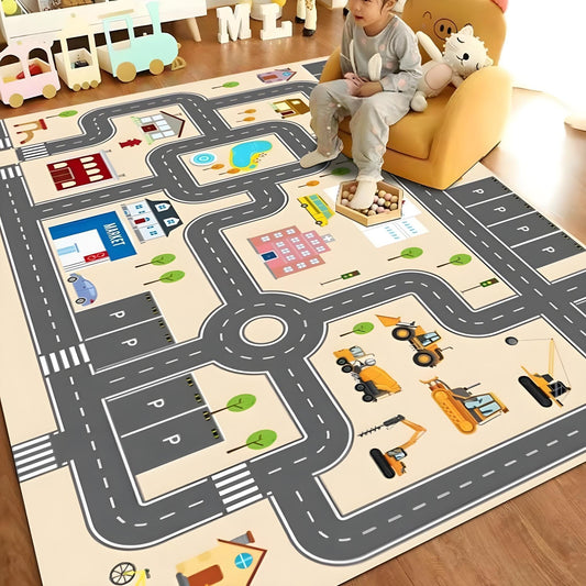 Tapis de Jeu Circuit Voiture pour Enfants 120x155cm – سجادة لعب للأطفال على شكل مسار سيارات تنزوت