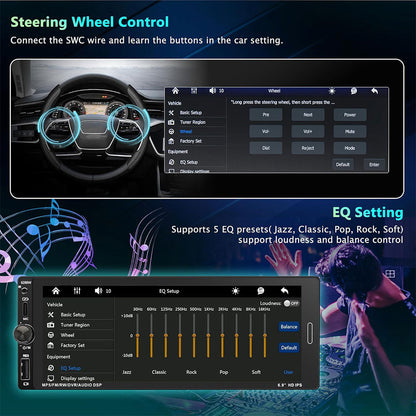Autoradio 1 DIN avec écran Tactile de 6,9 Pouces Compatible avec Apple CarPlay Wireless/Android Auto - جهاز راديو سيارة