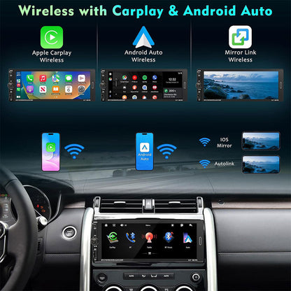 Autoradio 1 DIN avec écran Tactile de 6,9 Pouces Compatible avec Apple CarPlay Wireless/Android Auto - جهاز راديو سيارة