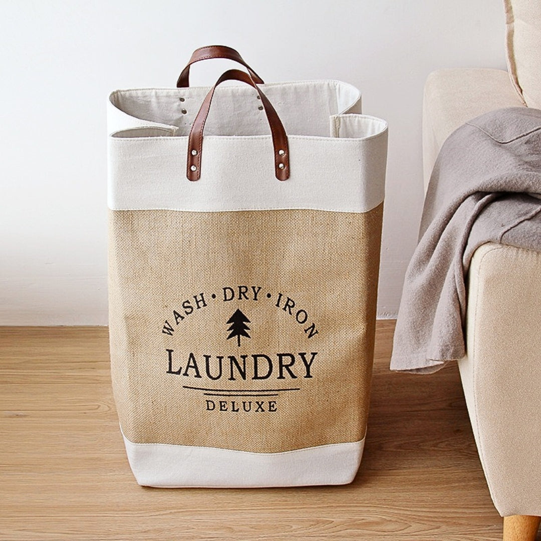 Grand panier à linge pliable en tissu domestique, rangement pour vêtements et jouets, grande capacité تنزوت