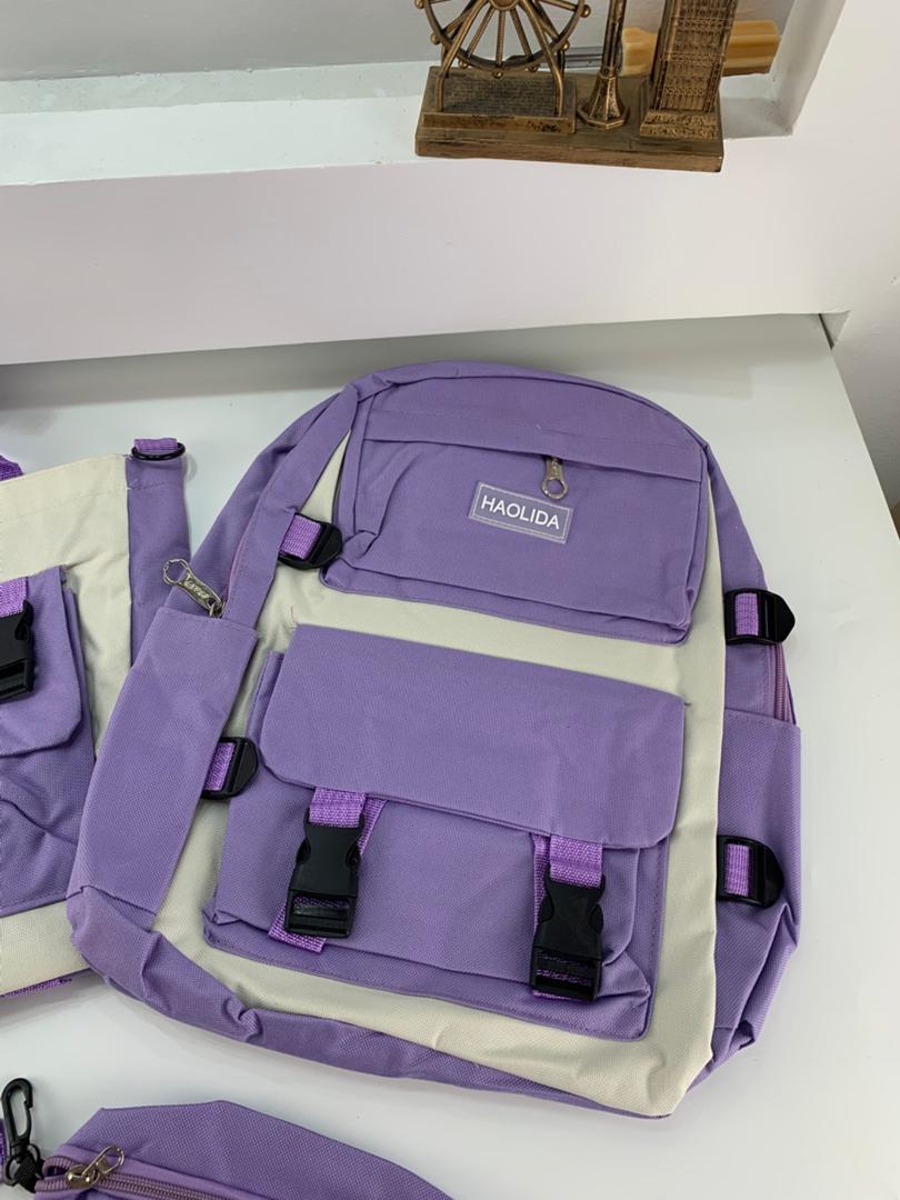 Ensemble de sacs d’école Kawai pour adolescents 4Pcs HAOLIDA V2 Mauve – محفظة 4 قطع كاواي بنفسجي