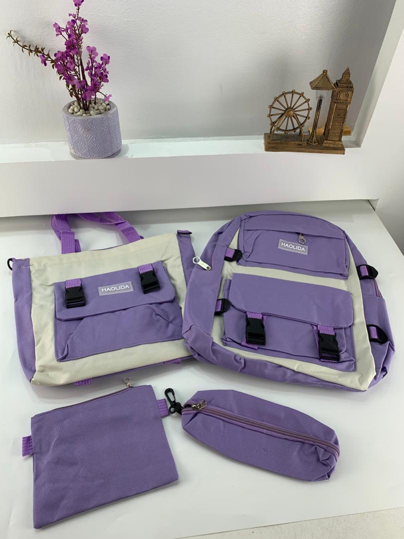 Ensemble de sacs d’école Kawai pour adolescents 4Pcs HAOLIDA V2 Mauve – محفظة 4 قطع كاواي بنفسجي