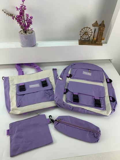 Ensemble de sacs d’école Kawai pour adolescents 4Pcs HAOLIDA V2 Mauve – محفظة 4 قطع كاواي بنفسجي