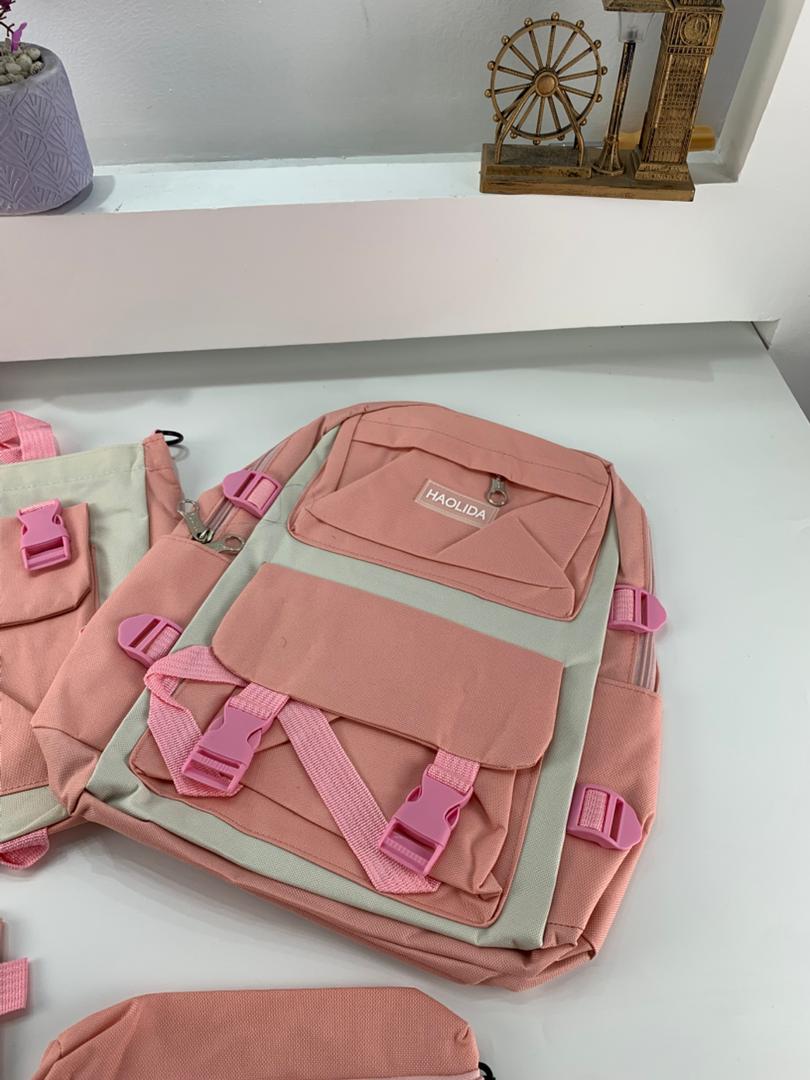 Ensemble de sacs d’école Kawai pour adolescents 4Pcs HAOLIDA V2 Rose – محفظة 4 قطع كاواي وردي