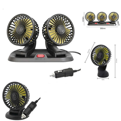 Ventilateur de voiture puissant et silencieux double rotation à 360 -12V