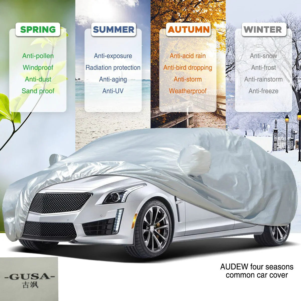 Bâche Auto Housse de Protection 4 Saisons (Tout types de voiture) /M/L/XL