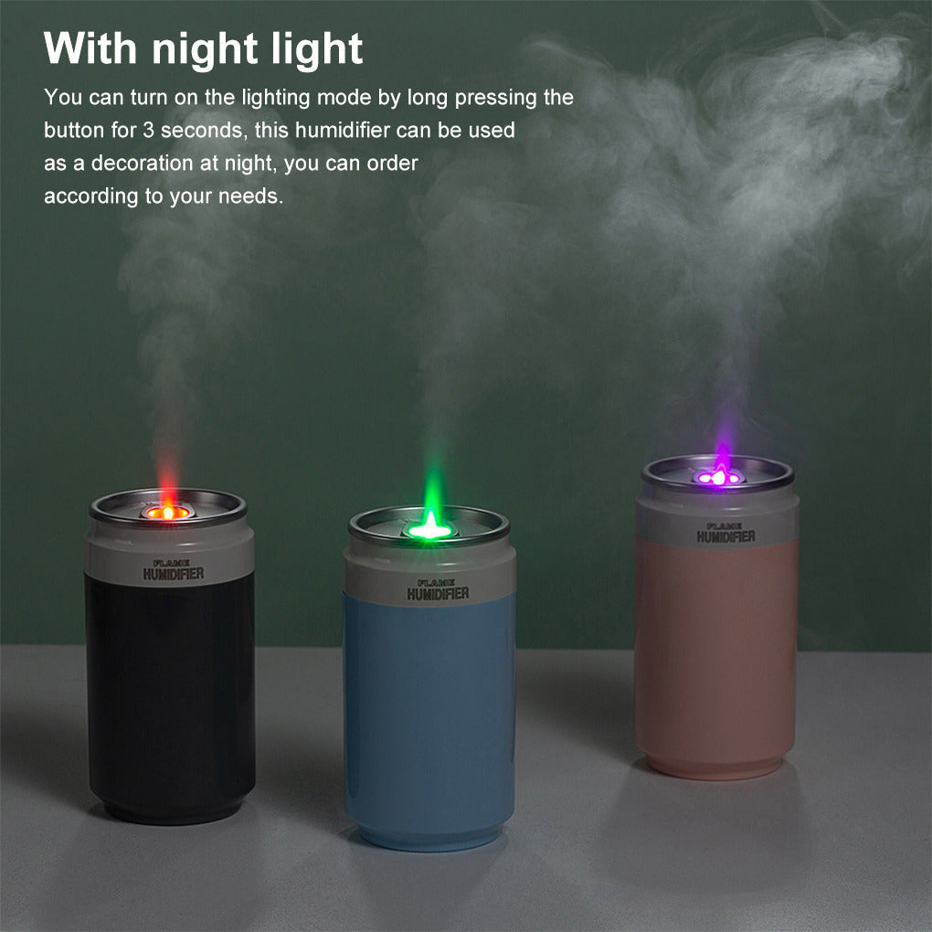 Humidificateur Portable USB forme Canette avec lampe à flamme