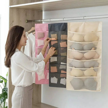 Organisateur de sous-vêtements multi-poches Double face suspendu de chaussettes de soutien-gorge