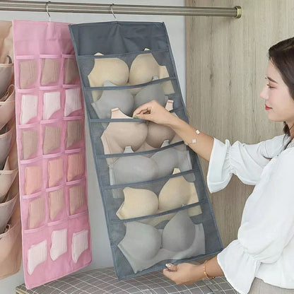 Organisateur de sous-vêtements multi-poches Double face suspendu de chaussettes de soutien-gorge تنزوت