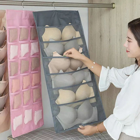 Organisateur de sous-vêtements multi-poches Double face suspendu de chaussettes de soutien-gorge تنزوت