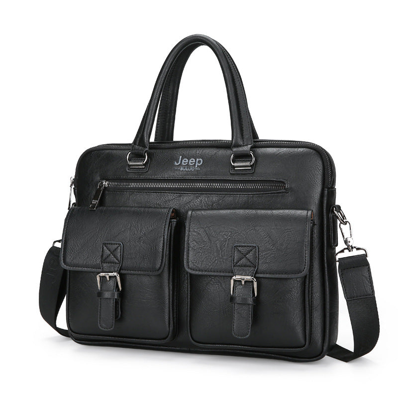 Cartable Homme en Simili Cuir Design Élégant Jeep Noir – حقيبة جلدية لون أسود تنزوت