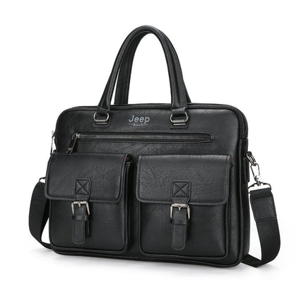 Cartable Homme en Simili Cuir Design Élégant Jeep Noir – حقيبة جلدية لون أسود تنزوت