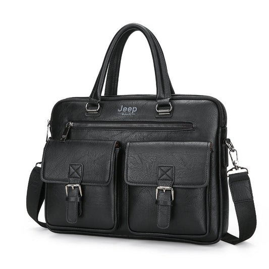 Cartable Homme en Simili Cuir Design Élégant Jeep Noir – حقيبة جلدية لون أسود تنزوت