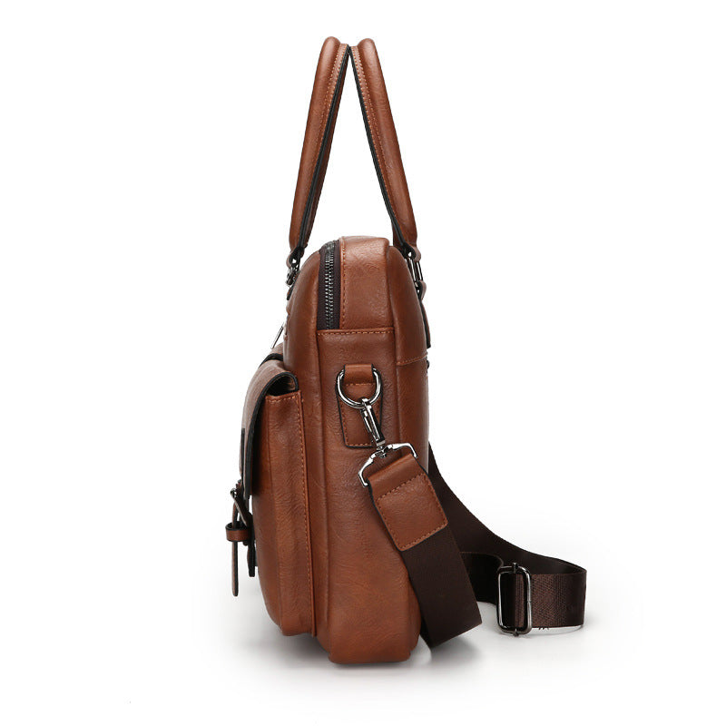 Cartable Homme en Simili Cuir Design Élégant Jeep Marron Foncé – حقيبة جلدية لون بني داكن
