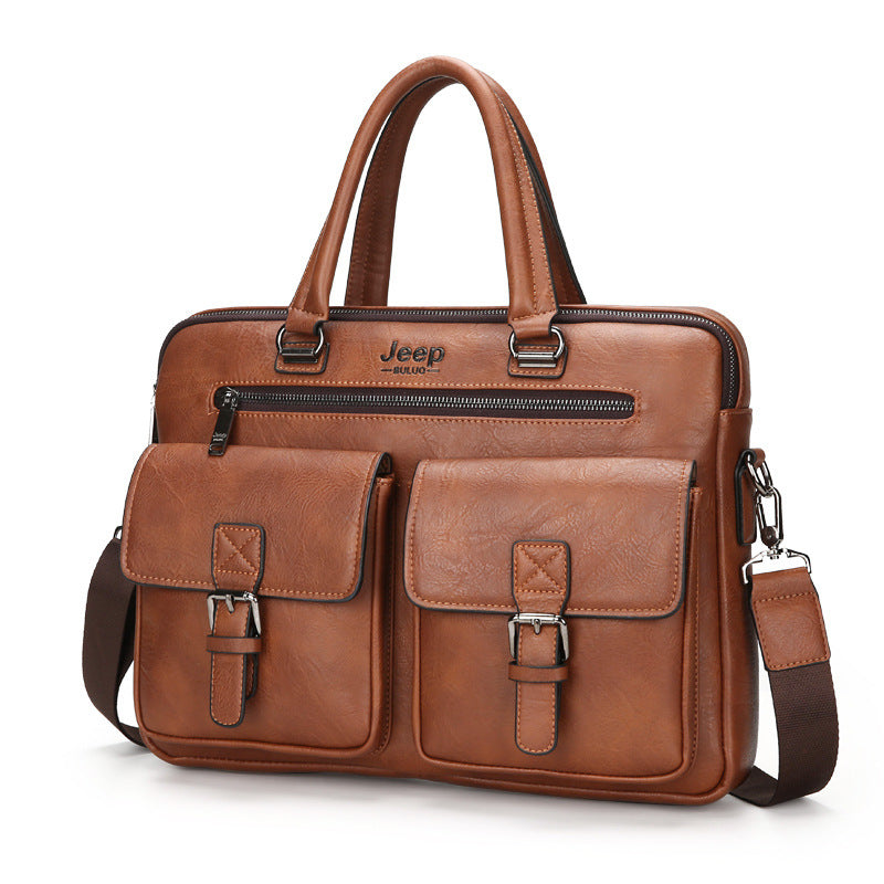 Cartable Homme en Simili Cuir Design Élégant Jeep Marron – حقيبة جلدية لون بني تنزوت