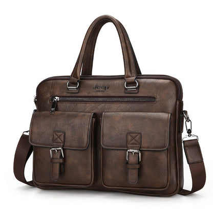 Cartable Homme en Simili Cuir Design Élégant Jeep Marron Foncé – حقيبة جلدية لون بني داكن تنزوت