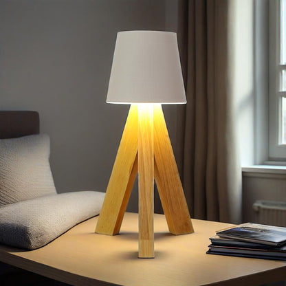 Lampe de Table LED Décorative en Bois, Rechargeable et Tactile — مصباح طاولة خشبي ديكوري قابل للشحن بالتحكم باللمس