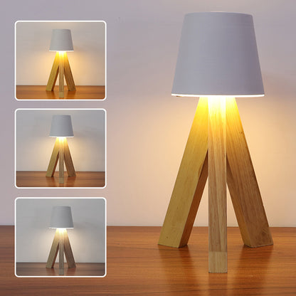 Lampe de Table LED Décorative en Bois, Rechargeable et Tactile — مصباح طاولة خشبي ديكوري قابل للشحن بالتحكم باللمس