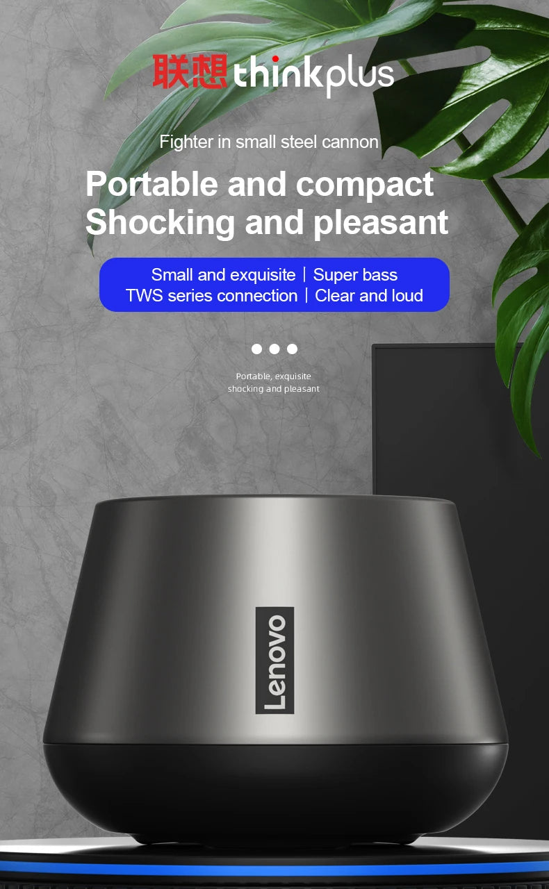 Lenovo K3 Pro -Mini haut-parleur sans fil BT 5.0, portable, son stéréo HiFi, caisson de basses avec microphone, lecteur de musique, extérieur,