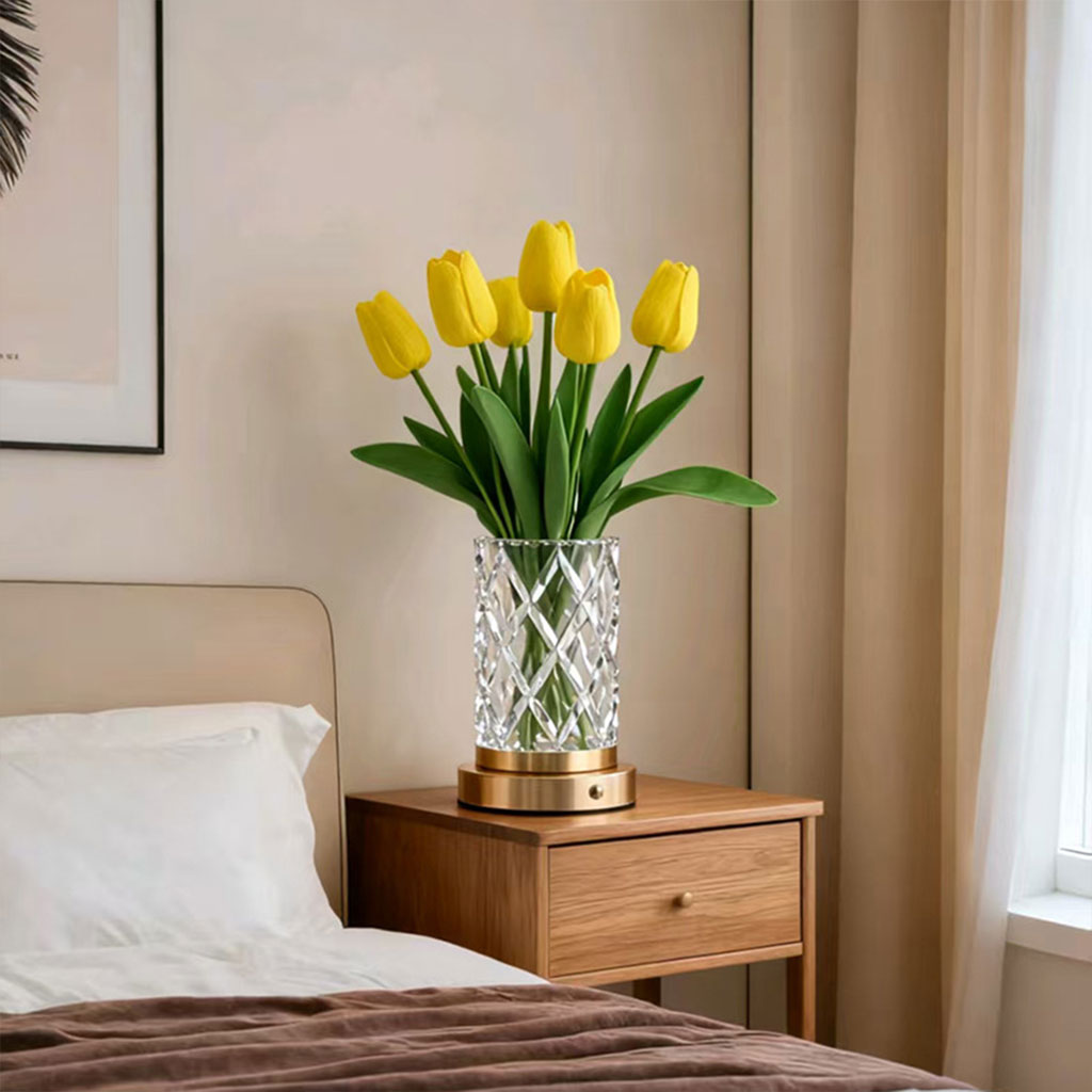 Vase Lumineux LED Tactile en Cristal Couleurs RGB Rechargeable - فازة كريستال مضيئة